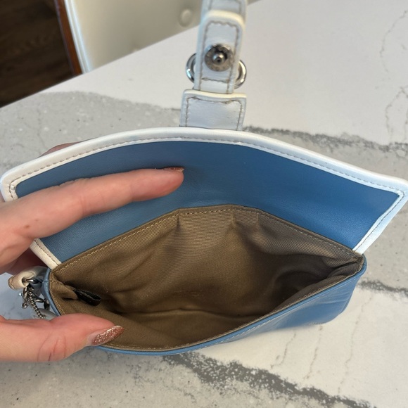 Coach Blue and White Leather Wristlet Mini Bag - Picture 5 of 5